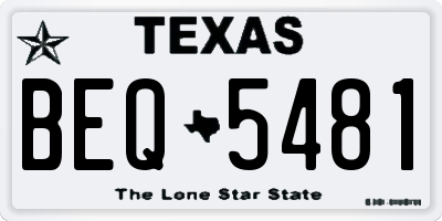 TX license plate BEQ5481