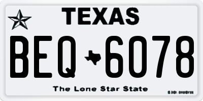 TX license plate BEQ6078