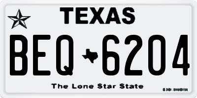 TX license plate BEQ6204