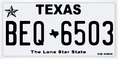 TX license plate BEQ6503