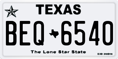 TX license plate BEQ6540