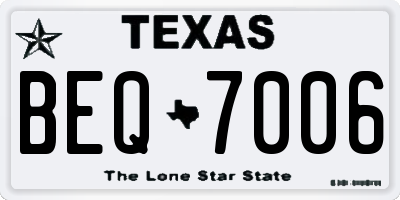 TX license plate BEQ7006