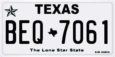 TX license plate BEQ7061