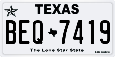 TX license plate BEQ7419