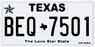 TX license plate BEQ7501