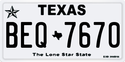 TX license plate BEQ7670