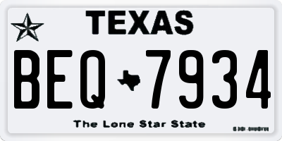 TX license plate BEQ7934