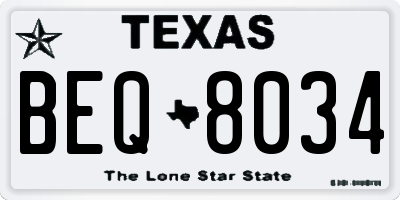 TX license plate BEQ8034