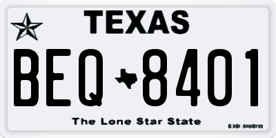 TX license plate BEQ8401