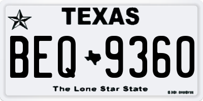 TX license plate BEQ9360