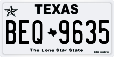 TX license plate BEQ9635