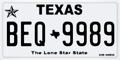 TX license plate BEQ9989