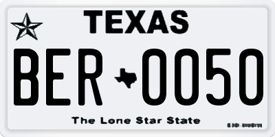 TX license plate BER0050