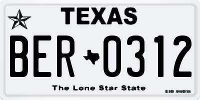 TX license plate BER0312
