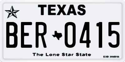 TX license plate BER0415