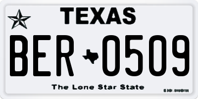 TX license plate BER0509