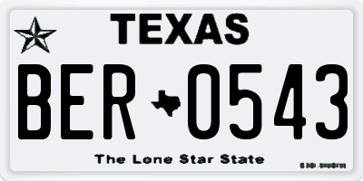 TX license plate BER0543