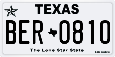 TX license plate BER0810
