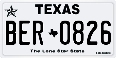 TX license plate BER0826