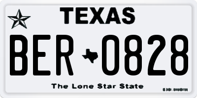 TX license plate BER0828
