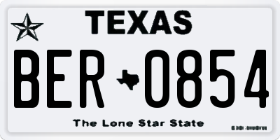 TX license plate BER0854