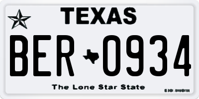 TX license plate BER0934