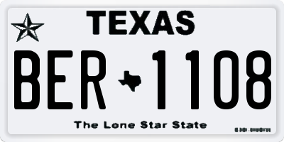 TX license plate BER1108