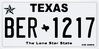 TX license plate BER1217