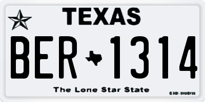 TX license plate BER1314
