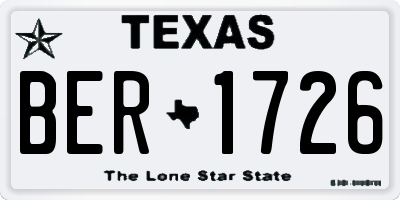 TX license plate BER1726