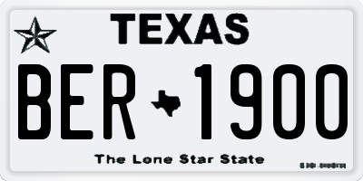 TX license plate BER1900
