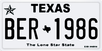TX license plate BER1986