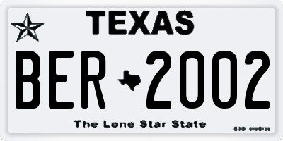 TX license plate BER2002