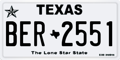 TX license plate BER2551