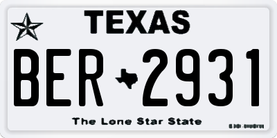 TX license plate BER2931