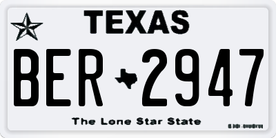 TX license plate BER2947