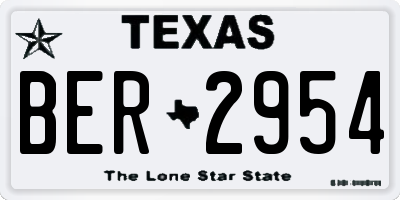 TX license plate BER2954