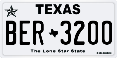 TX license plate BER3200