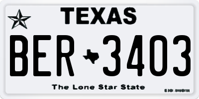 TX license plate BER3403