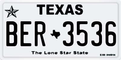 TX license plate BER3536
