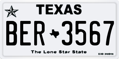 TX license plate BER3567