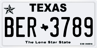TX license plate BER3789