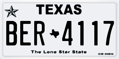 TX license plate BER4117