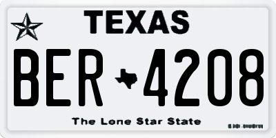 TX license plate BER4208