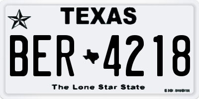 TX license plate BER4218