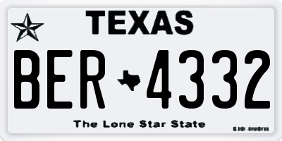 TX license plate BER4332