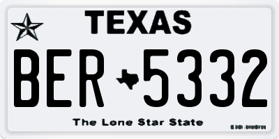 TX license plate BER5332