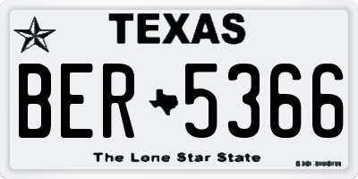 TX license plate BER5366