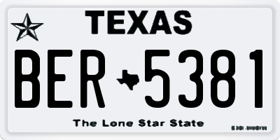 TX license plate BER5381