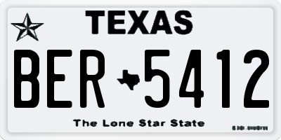 TX license plate BER5412